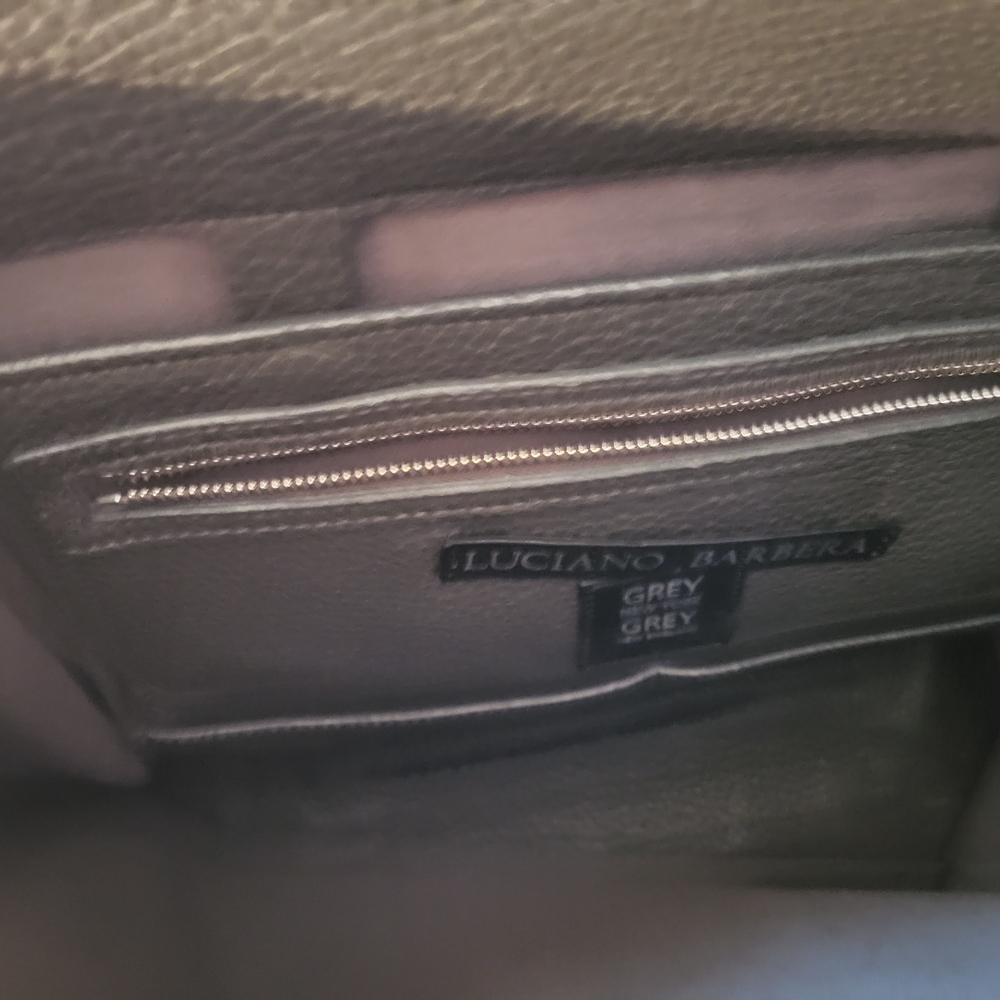 Black Textured Leather Tote Bag, 13" - 15", Depending On Open Or Closure. - Picture 4 of 4